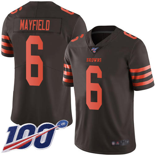Cleveland Browns Baker Mayfield Men Brown Limited Jersey 6 NFL Football 100th Season Rush Vapor Untouchable